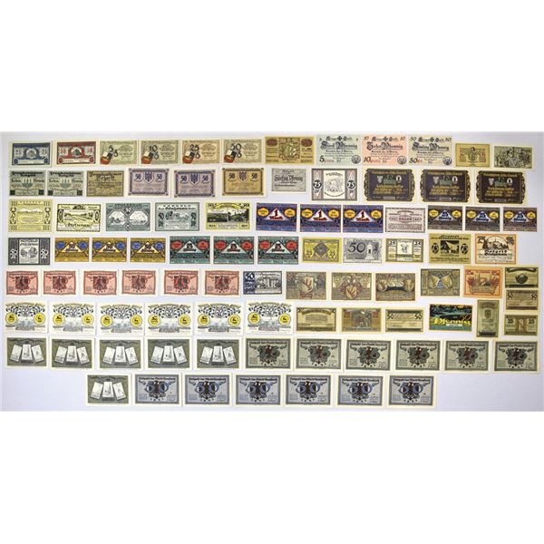 Germany. Municipal Notgeld Banknote Collection, 1917 to 1923.
