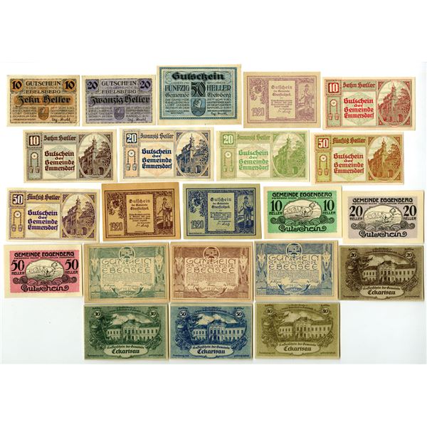 Austria. Notgeld Assortment, 1919 to 1920.