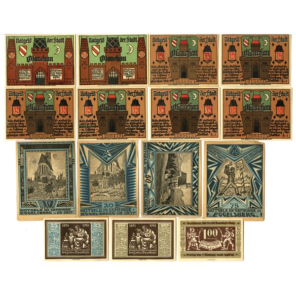 Austria and Germany Notgeld Assortment, 1920 to 1924.