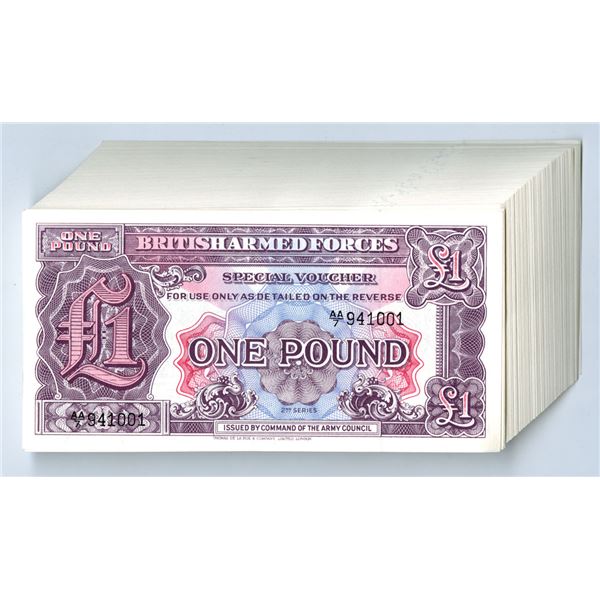 Great Britian. British Armed Forces Special Voucher, ND (1948), 1 Pound, P-M22, Uncirculated Pack of