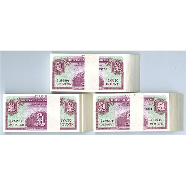 Great Britian. British Armed Forces Special Voucher, ND (1962), 1 Pound, P-M36a, 3 Packs of 100 Issu