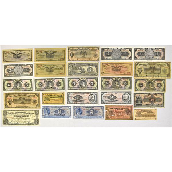 Mexico. Mexican Issued Banknote Assortment, 1913 to 1971