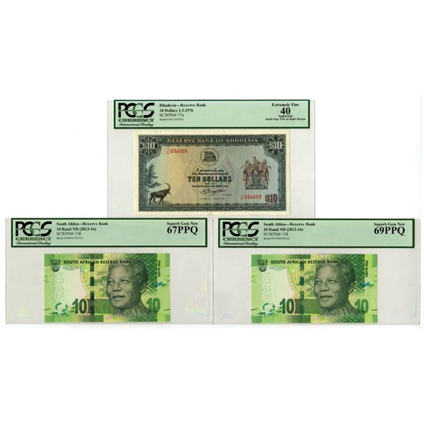 Rhodesia & South Africa, 1976 to ND (1913-16), Issued Banknote Trio.