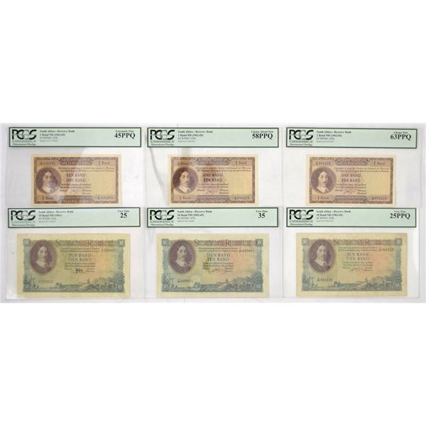 South Africa. South African Reserve Bank, ND (1961 to 1965), Issued Banknote Assortment.
