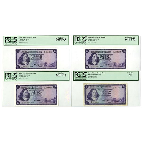 South Africa. South African Reserve Bank, ND (1967 to 1975), Issued Banknote Quartet.