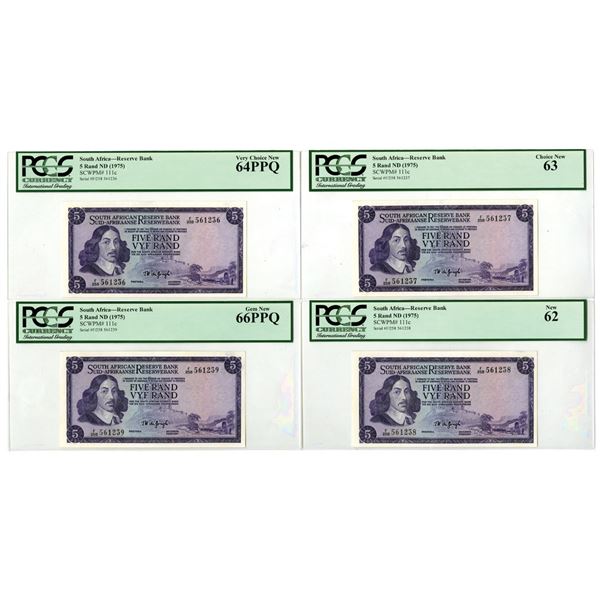 South Africa. South African Reserve Bank, ND (1975), Sequential Issued Banknote Quartet.