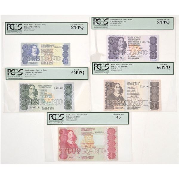 South Africa. South African Reserve Bank, ND (1978 to 1990), Issued Banknote Assortment.