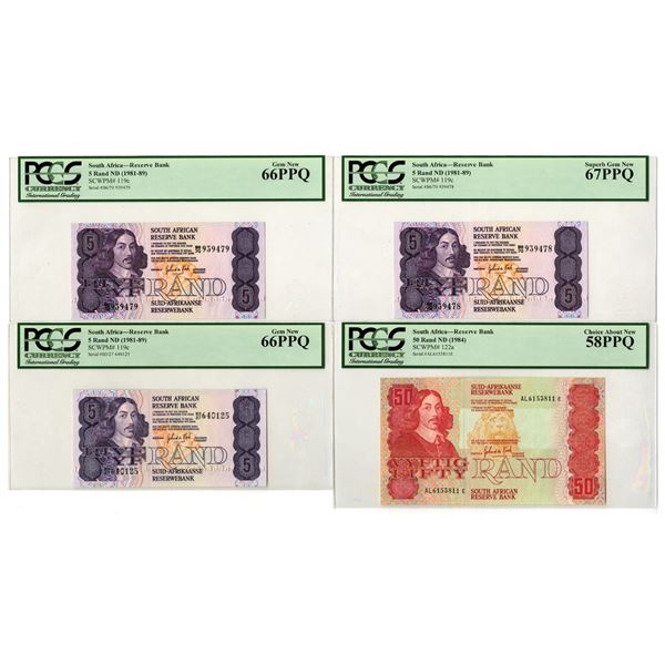 South Africa. South African Reserve Bank, ND (1981 to 1989), Issued Banknote Quartet.