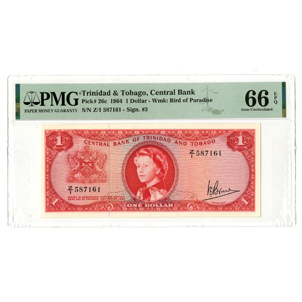 Trinidad & Tobago. Central Bank of Trinidad and Tobago, 1964, Replacement Banknote.