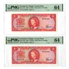 Image 1 : Trinidad & Tobago. Central Bank of Trinidad and Tobago, 1964, Sequential Issued Banknote Pair.