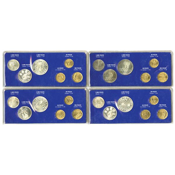 Argentina. World Cup Soccer Games, 1978, 4 Sets of 6 Uncirculated Coin Commemorative Sets, Each with