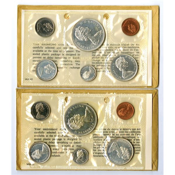 Canada. 1965, Royal Canadian Mint Uncirculated PL Coin Set Pair, Silver 2.2 Troy Oz Total (12 Unc. C