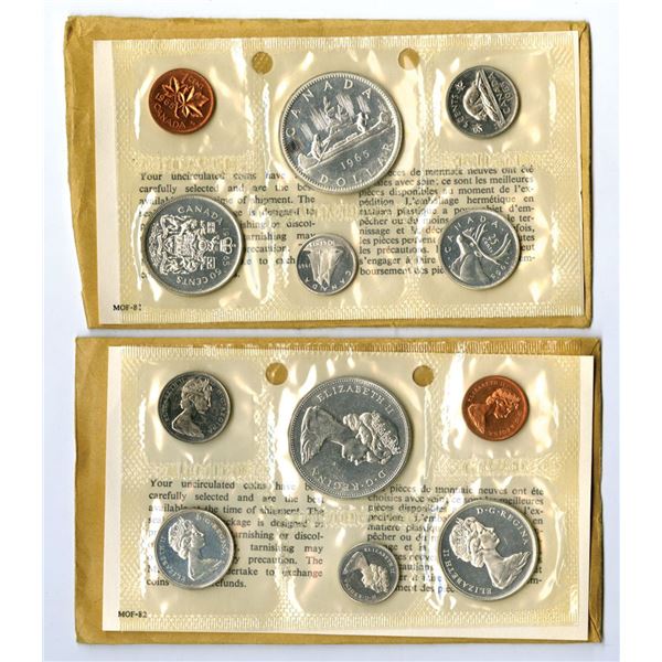 Canada. 1965, Royal Canadian Mint Uncirculated PL Coin Set Pair, Silver 2.2 Troy Oz Total (12 Unc. C