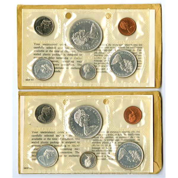 Canada. 1965, Royal Canadian Mint Uncirculated PL Coin Set Pair, Silver 2.2 Troy Oz Total (12 Unc. C