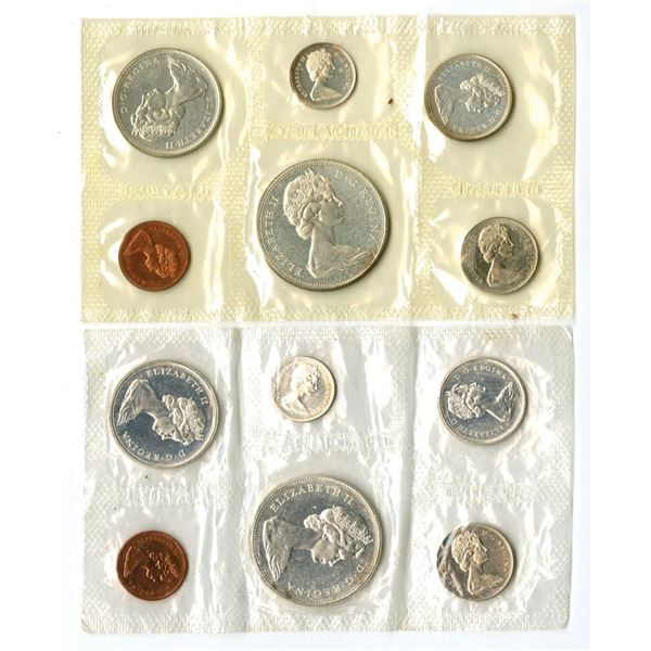 Canada. 1965, Royal Canadian Mint Uncirculated PL Coin Set Pair, Silver 2.2 Troy Oz Total (12 Unc. C
