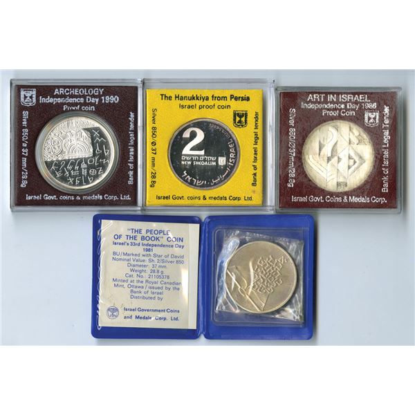 Israel. Independence Day and Commemorative .850 Silver Coin Group, 1981 to 1990