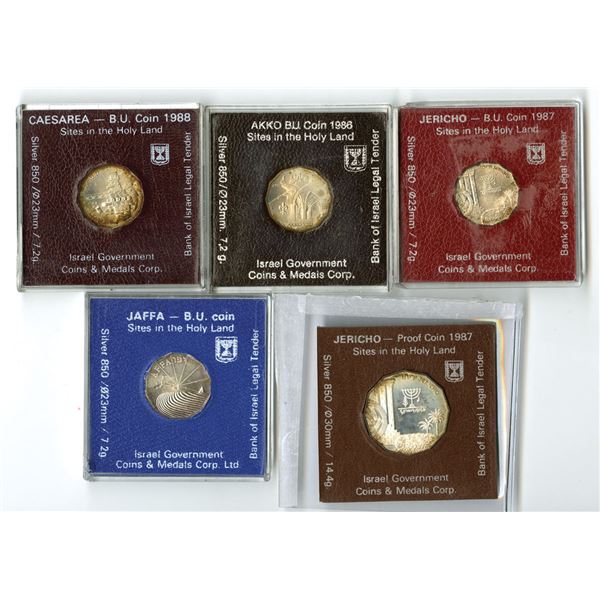 Israel. “Sites in the Holy Land” .850 Silver Coin Collection, 1986 to 1989