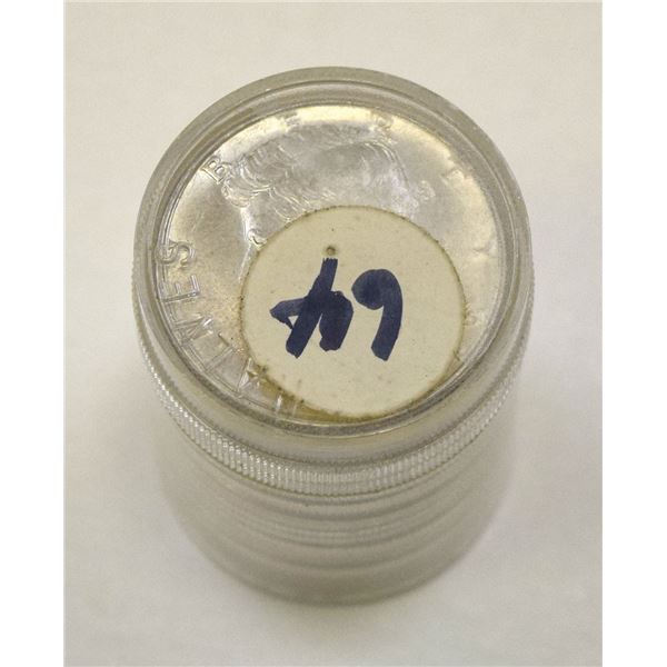 U.S., Kennedy Half Dollar, 1964, Uncirculated 90% Silver Coin Roll of 21 Coins