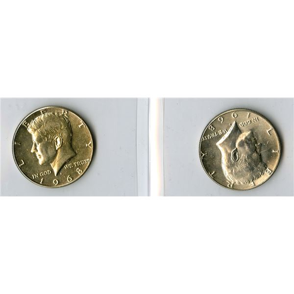 U.S., Kennedy Half Dollar, 1968-D, 40% Silver Coin Pair.