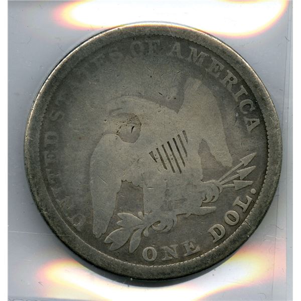 U.S., Seated Liberty, 1841, Silver 1 Dollar Coin, AG to Good Condition.