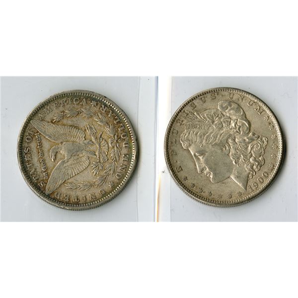 U.S., Morgan Silver Dollars, 1890-O, and 1900, Issued Pair.