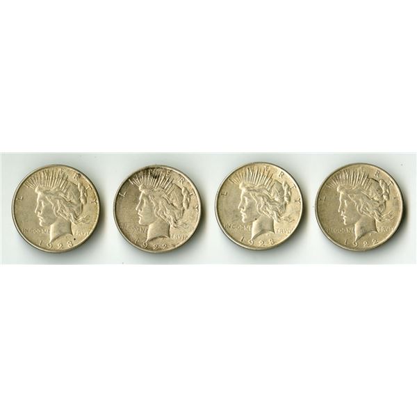 U.S., Peace Silver Dollars, 1922 to 1923, Issued Quartet.
