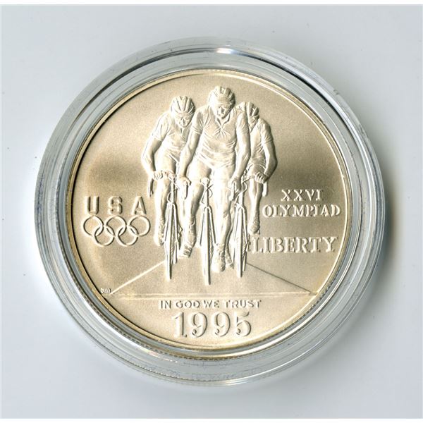 GA. Team USA Olympics, 1995-D, $1 Silver Commemorative Coin - Cycling