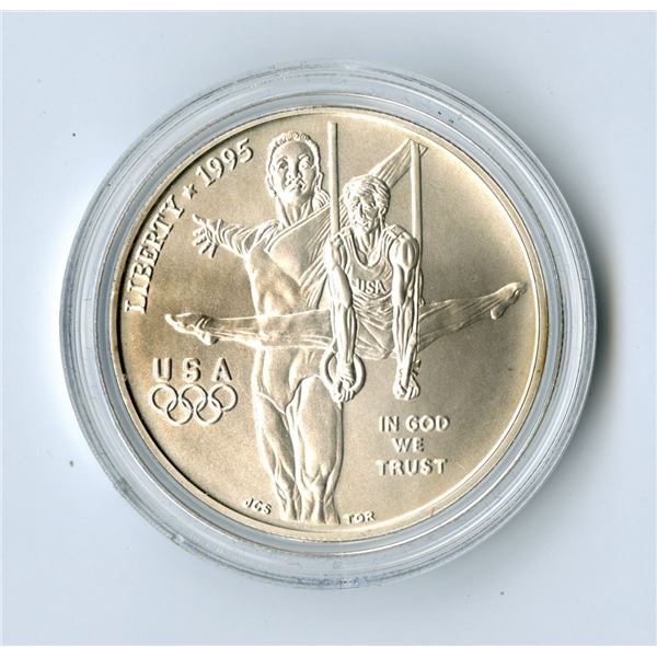 GA. Team USA Olympics, 1995-D, $1 Silver Commemorative Coin - Gymnastics