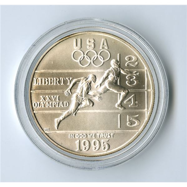 GA. Team USA Olympics, 1995-D, $1 Silver Commemorative Coin - Track & Field