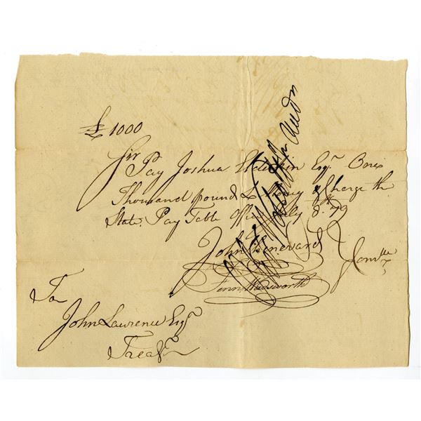 CT. Revolutionary War Connecticut, 1779 High Denomination Promissory Note.