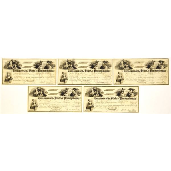 PA. Treasurer of the State of Pennsylvania, 1857, Assortment of State Appropriation School Fund Orde