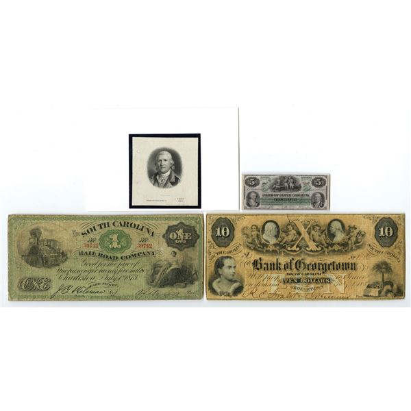 SC. Bank of Georgetown and South Carolina Rail Road Co., 1857 to 1873, Issued Banknote Pair with ABN