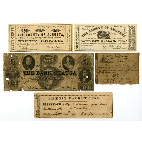 OH. VA. VT., Civil War Scrip, and Early Receipts, 1809 to 1862, Issued Obsolete and Scrip Note Assor