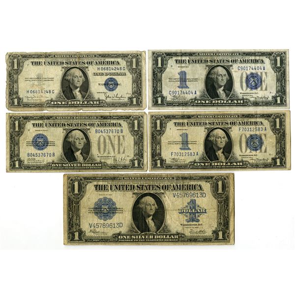 U.S. Silver Certificate Assortment, 1923 to 1935 Quintet.