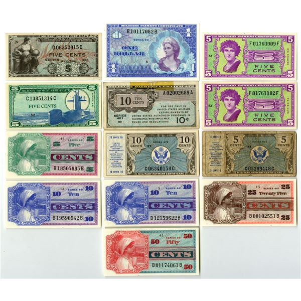 U.S. Military Payment Certificates, Series 461 to Series 681, Issued Banknote Assortment.