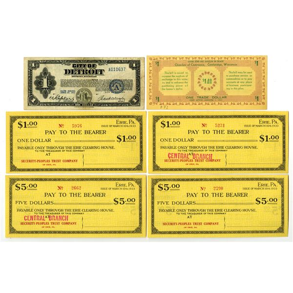 U.S. Depression Era Scrip and Emergency Currency Collection, 1933