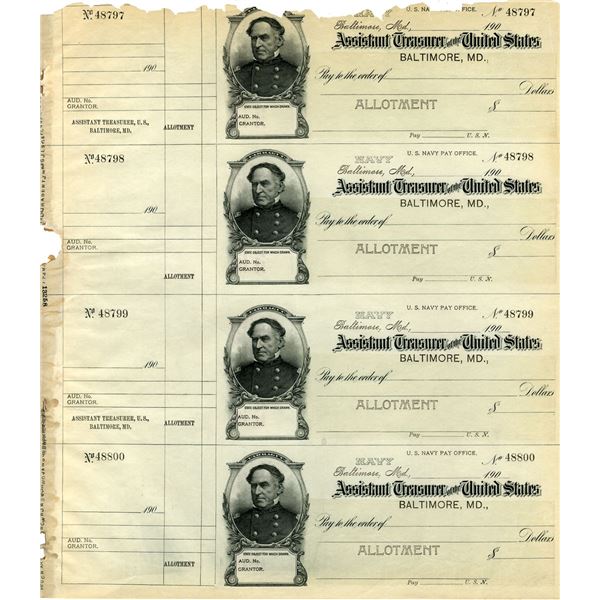 U.S., Assistant Treasurer of the U.S., Baltimore, MD., 190x (ca.1900s), "Navy - U.S. Navy Pay Office