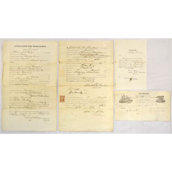 New York. Civil War 1862-63 Application for Prize Money for Ship Captures and Naval Discharge Papers