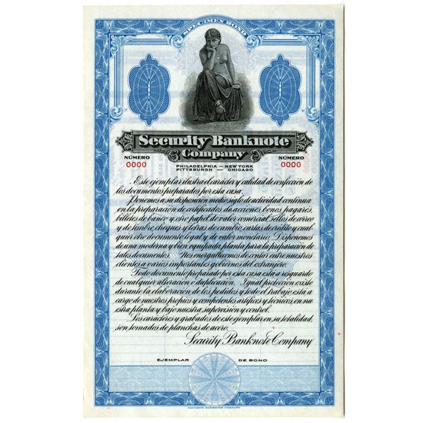 Pennsylvania. Security Banknote Co., ca.1920-30's Specimen Spanish Advertising Note Formatted Like a