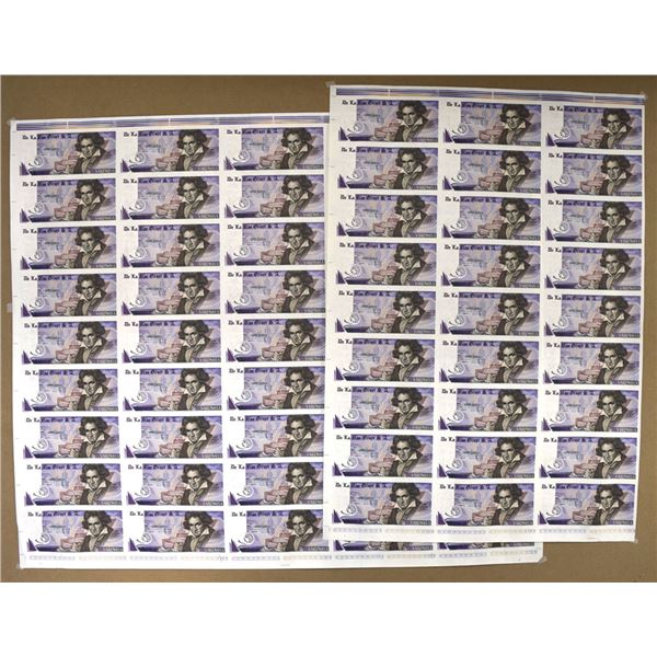 U.K. & Italy. De La Rue Giori, ND (ca.2000s), Uncut Sheet of Specimen Banknotes.