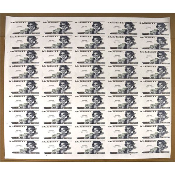 U.K. & Italy. De La Rue Giori, ND (ca.2000s), Uncut Sheet of Specimen Banknotes.