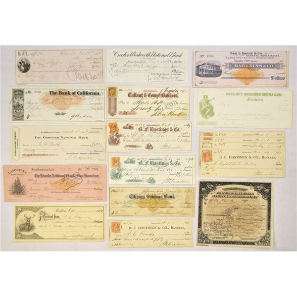 California & Texas.  Banking and Commercial Document Assortment, 1860s to Early 1900s