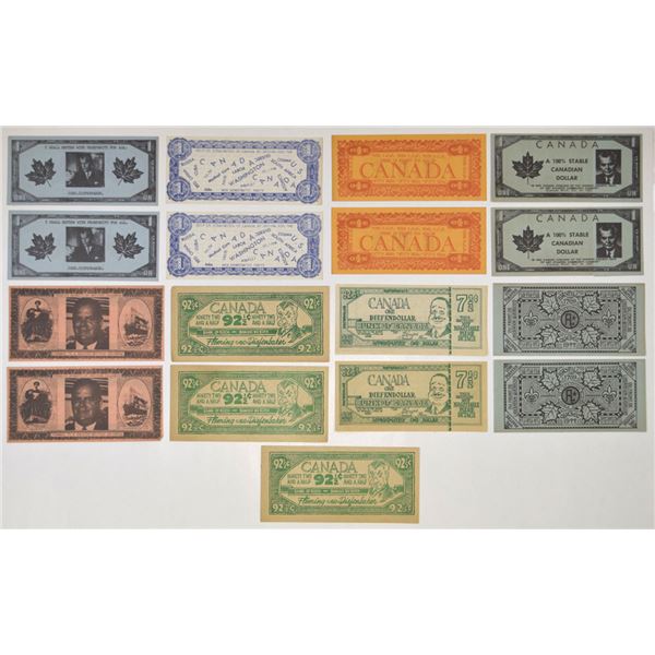 Canada. Canadian Assortment of Political and Satirical Banknotes, ca.1960s to 1970s.