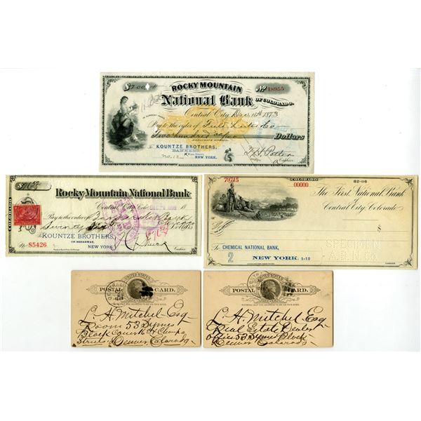 CO. Rocky Mountain National Bank & First National Bank of Central City, 1873 to 1899.