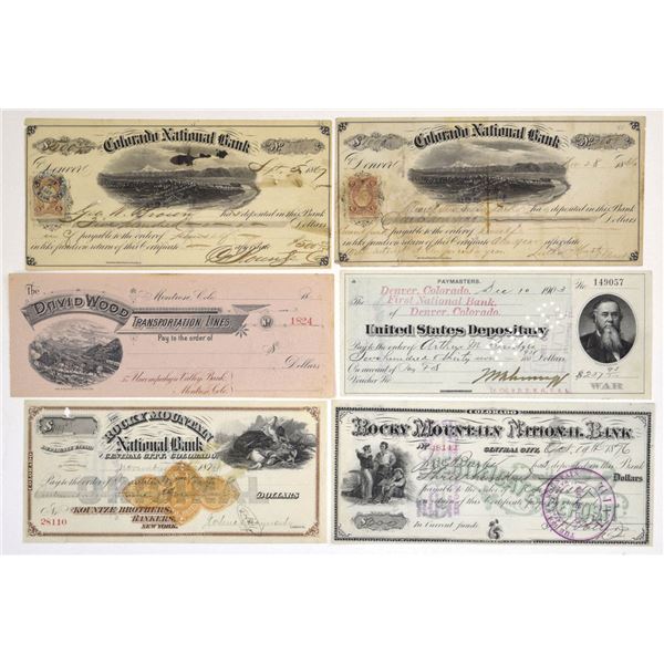 Colorado Territory & Colorado Assortment of I/C Bank Checks, Drafts & CDs, ca.1866 to 1903.