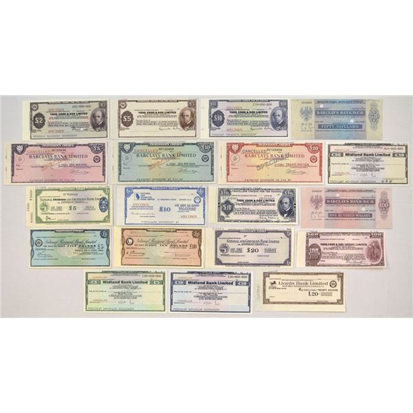 Great Britian. Traveler's Check Specimen Assortment, ca.1950 to 1990s
