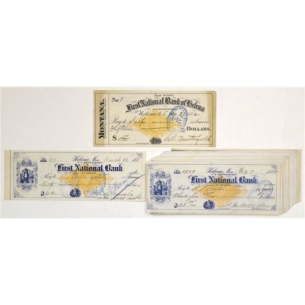 MT. First National Bank of Helena Check Assortment, all with RN-G1 Orange Imprinted Revenue Stamps, 