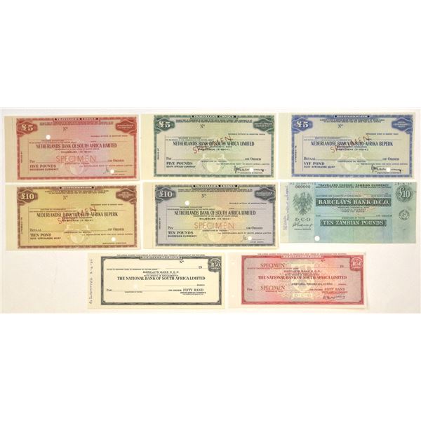 Southern African Specimen Traveler's Check Assortment, ND (1960s).