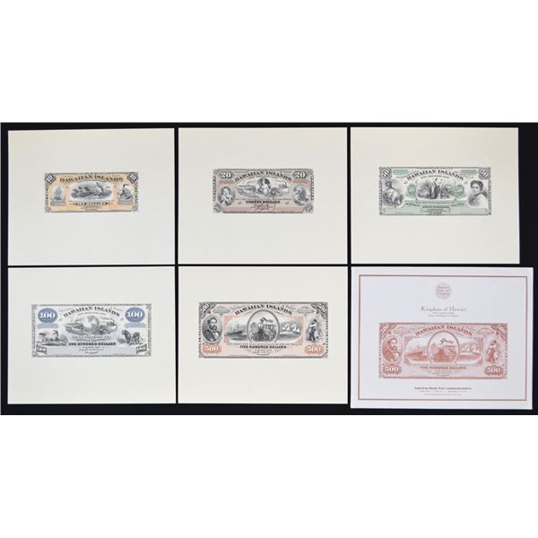 Kingdom of Hawaii, 1879 Currency Series Silver Certificates of Deposit, Reprint Proof Souvenir Card