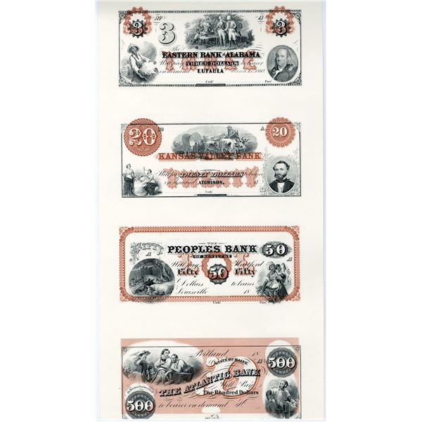 NY. American Bank Note Co., ca. 1990s, Commemorative Obsolete Banknote Reprint Error / Color Trial S